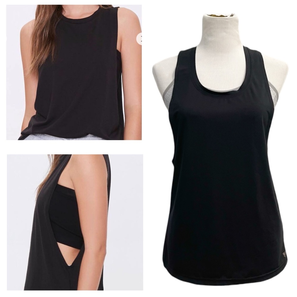 F21 Active - Moisture Wicking Muscle Tee Tank Top | Black, Small